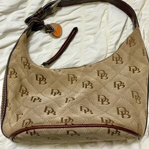 Dooney & Bourke Cream and Brown Monogram Shoulder Bag